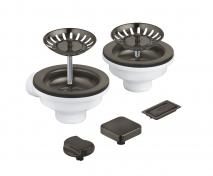 Grohe afløbssæt til køkkenvask m/skylleskål inkl. drejeknap - Børstet hard graphite Grohe afløbssæt til køkkenvask m/skylleskål inkl. drejeknap - Børstet hard graphite