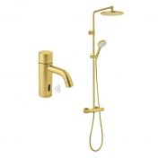 Damixa Silhouet Touchless komplet pakke til bad m/hovedbruser - Brstet messing