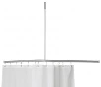 Van Der P Profil 2001 Flad skinne 900x900mm vinkel med loftstøtte, Sølv