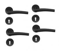 Beslagsboden rund indendørs dørgreb inkl nøgleskilt - Mat sort - Sæt á 4 stk