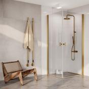 Strmberg Noma 120 bruseniche - 90x90 cm - Klar glas/brstet messing