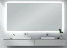 Mie firkantet spejl m/integreret LED lys, touch og backlight - 60 cm Mie firkantet spejl m/integreret LED lys, touch og backlight - 60 cm