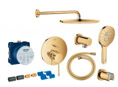Grohe Essence komplet brusesystem m/Rainshower 310 hovedbrus & SmartActive hndbrus t/indbygning - Poleret Cool Sunrise