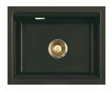 Lavabo Kara 50 U porcelænskøkkenvask - Mat sort m/messing afløb Lavabo Kara 50 U porcelænskøkkenvask - Mat sort m/messing afløb