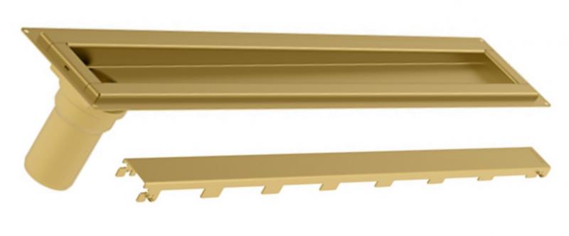 Blucher Waterline 900 mm afløb m/Copenhagen Line rist - Børstet messing Blucher Waterline 900 mm afløb m/Copenhagen Line rist - Børstet messing