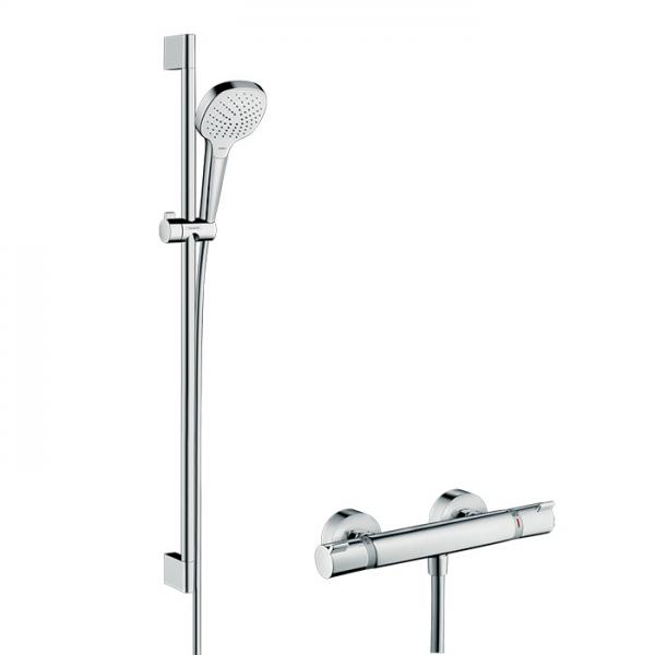 hansgrohe Croma Select E Vario brusesystem m/EcoStat Comfort - Hvid/krom
