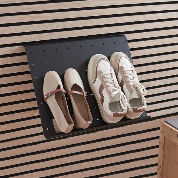 Sort skohylde til akustikpanel - 46 cm Sort skohylde til akustikpanel - 46 cm