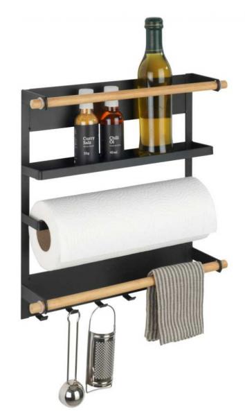 Wenko Magna multifunktionel køkkenhylde t/væg - Sort/bambus Wenko Magna multifunktionel køkkenhylde t/væg - Sort/bambus