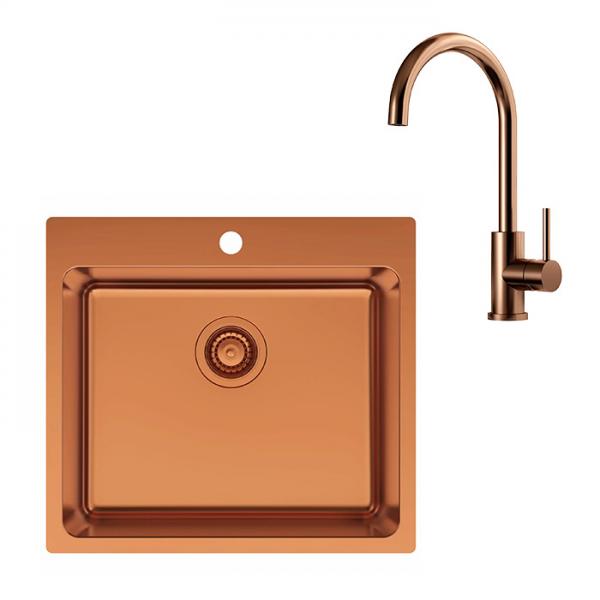 Lavabo LA 550 køkkenvask inkl. køkkenarmatur i kobber PVD