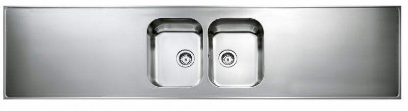 Intra AH24C-KV stålbordplade køkkenvask - Centreret - Dobbelt - 240 cm Intra AH24C-KV stålbordplade køkkenvask - Centreret - Dobbelt - 240 cm