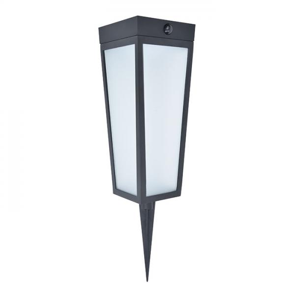 Lutec Dias Solar udendørslampe m/frostet glas, sensor og jordspyd - Sort Lutec Dias Solar udendørslampe m/frostet glas, sensor og jordspyd - Sort