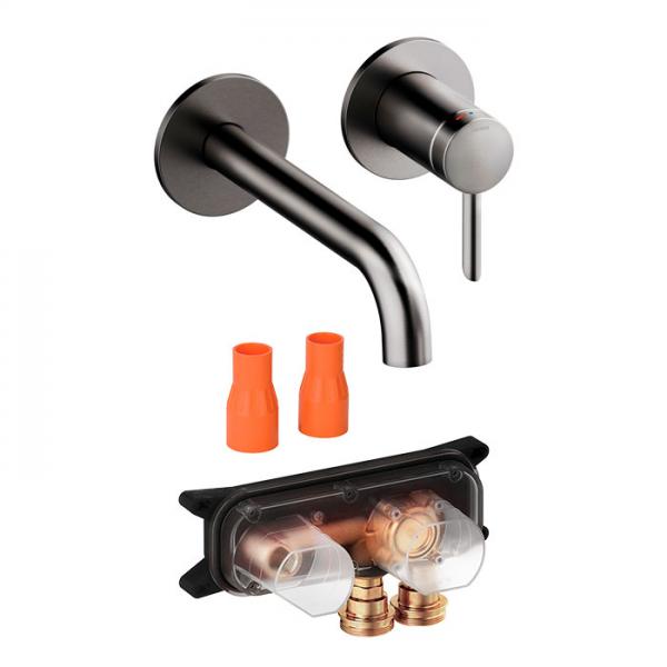 Damixa Iris komplet håndvaskarmatur til indbygning - Børstet grafitgrå