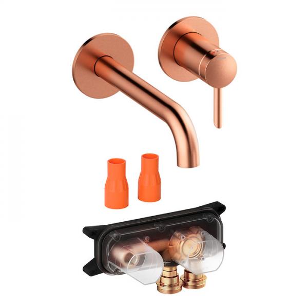 Damixa Iris komplet håndvaskarmatur til indbygning - Børstet kobber