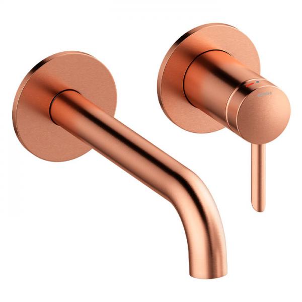 Damixa Iris håndvaskarmatur til indbygning m/Koldstart - 180 mm - Børstet kobber