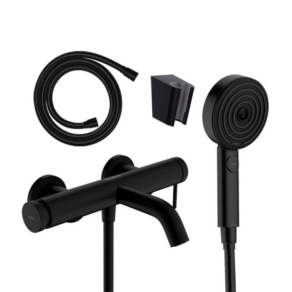 hansgrohe Tecturis komplet badekararmatur 3jet - Mat sort hansgrohe Tecturis komplet badekararmatur 3jet - Mat sort