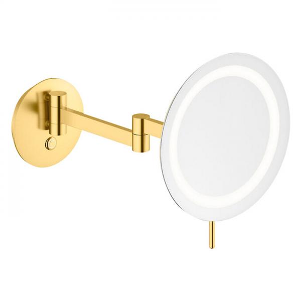 Damixa Zen make-up spejl m/lys og 5x forstørrelse - Børstet messing