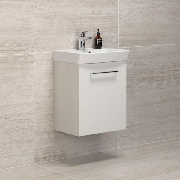 Dansani Mido møbelsæt 50 m/1 låge og Capella vask - Hvid mat Dansani Mido møbelsæt 50 m/1 låge og Capella vask - Hvid mat