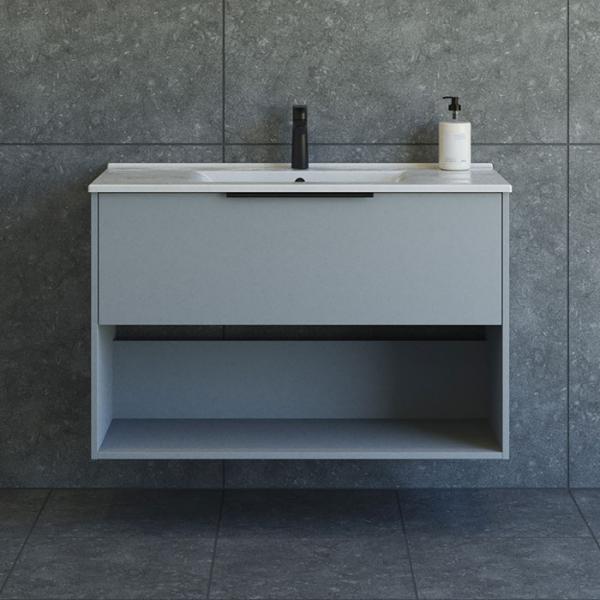 Dansani Mido+ Classic 101 møbelsæt m/Amber vask, 1 skuffe og åbent rum - Mat lyseblå Dansani Mido+ Classic 101 møbelsæt m/Amber vask, 1 skuffe og åbent rum - Mat lyseblå