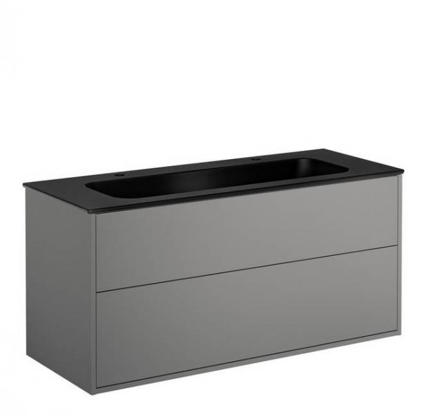 Gustavsberg Artic 120 m&oslash;bels&aelig;t m/sort dobbeltvask - Askegr&aring;