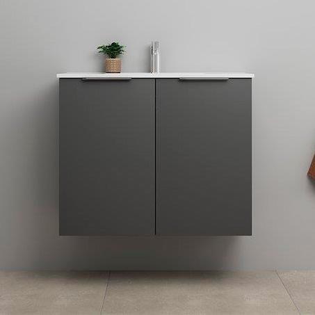 Sanibell Online 80 komplet mini badeværelsesmøbel - Mat grå Sanibell Online 80 komplet mini badeværelsesmøbel - Mat grå