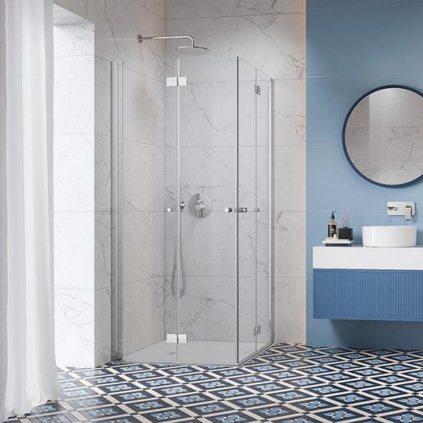 Str&oslash;mberg Noma 110 bruseniche m/folded&oslash;re - 80x80 cm - Klar glas/krom