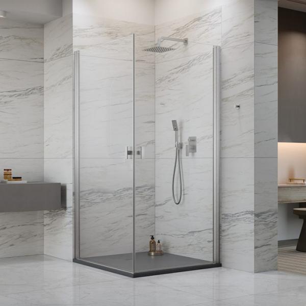 Str&oslash;mberg Noma 120 bruseniche - 80x80 cm - Klar glas/steel