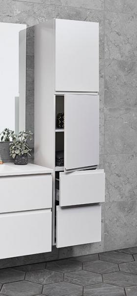 Cassøe Front højskab m/2 låger og 2 skuffer - Venstrehængslet - Mat hvid