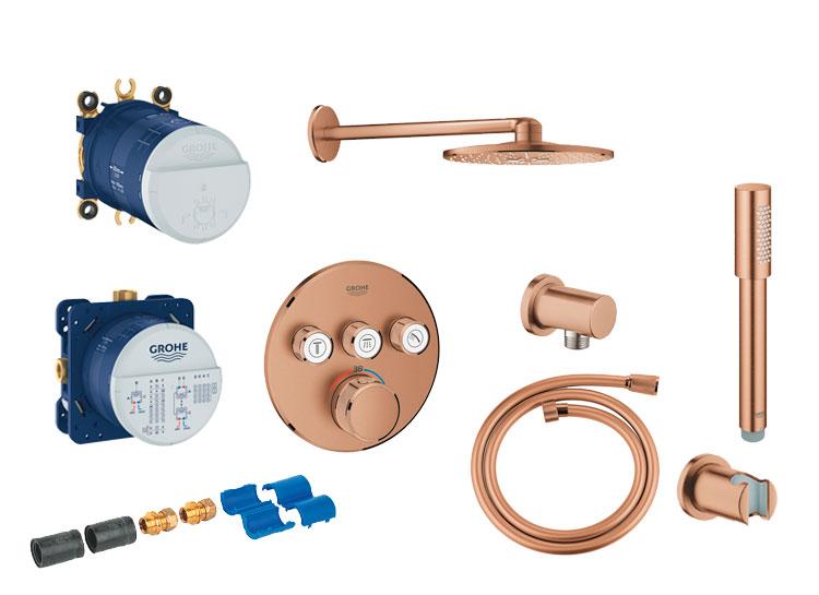 Grohe SmartControl komplet brusesystem med SmartActive hovedbruser til indbygning - Børstet warm sunset Grohe SmartControl komplet brusesystem med SmartActive hovedbruser til indbygning - Børstet warm sunset