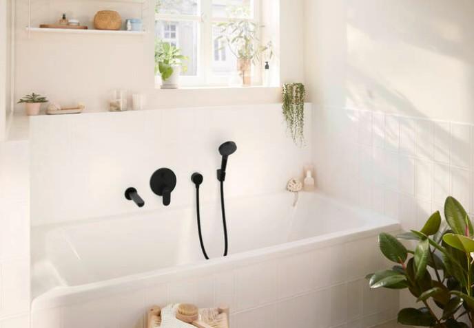 Hansgrohe Rebris komplet indbygningspakke til badekar - Mat sort Hansgrohe Rebris komplet indbygningspakke til badekar - Mat sort