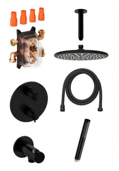 Damixa Silhouet komplet brusesystem til indbygning/loft - Mat sort Damixa Silhouet komplet brusesystem til indbygning/loft - Mat sort