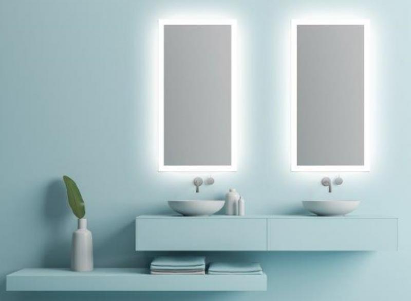 Mie firkantet spejl m/integreret LED lys og backlight - 40 cm Mie firkantet spejl m/integreret LED lys og backlight - 40 cm