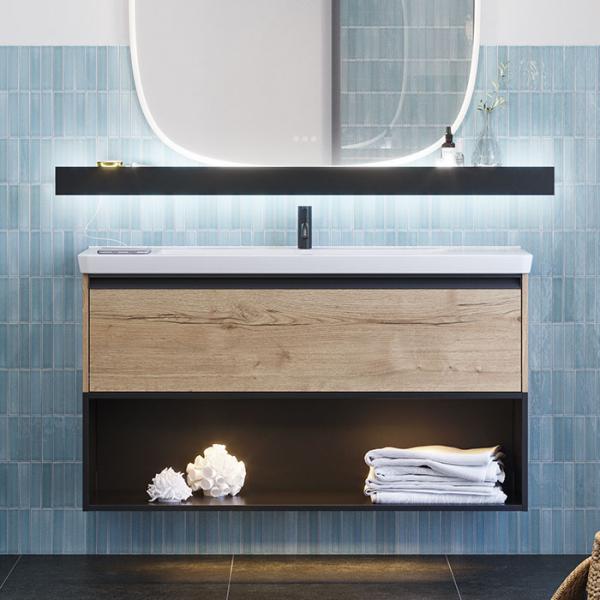 Dansani Luna Classic 120 møbelsæt m/Larghetto vask og integrerede greb - Natur eg/sort Dansani Luna Classic 120 møbelsæt m/Larghetto vask og integrerede greb - Natur eg/sort