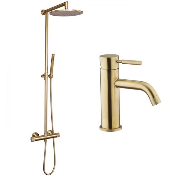 Cassøe Crystal Cut komplet pakke til badeværelset - Børstet messing