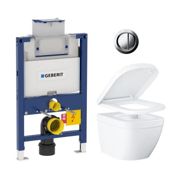 Grohe Euro kompakt Rimless toiletpakke inkl. sæde m/soft-close, lav cisterne og krom betjening Grohe Euro kompakt Rimless toiletpakke inkl. sæde m/soft-close, lav cisterne og krom betjening