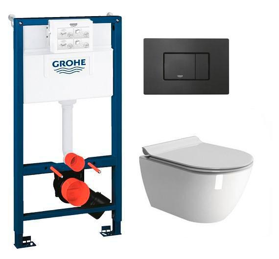 GSI Pura kompakt RIMless toiletpakke inkl. sæde m/soft-close, mellem cisterne og mat sort betjening GSI Pura kompakt RIMless toiletpakke inkl. sæde m/soft-close, mellem cisterne og mat sort betjening