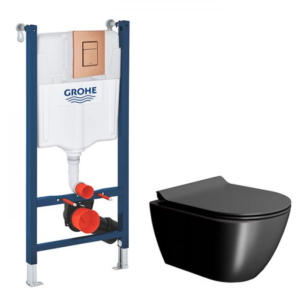 GSI Pura Ardesia 50 toiletpakke inkl. sæde m. softclose, cisterne og kobber betjening