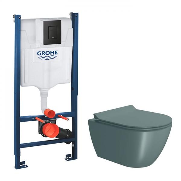 GSI Pura Agave 50 toiletpakke inkl. sæde m. softclose, cisterne og mat sort betjening