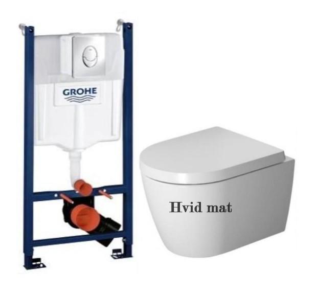 Duravit Me by Starck Compact Rimless hvid mat toiletpakke inkl. sæde m/softclose, cisterne, wondergliss og krom betjening
