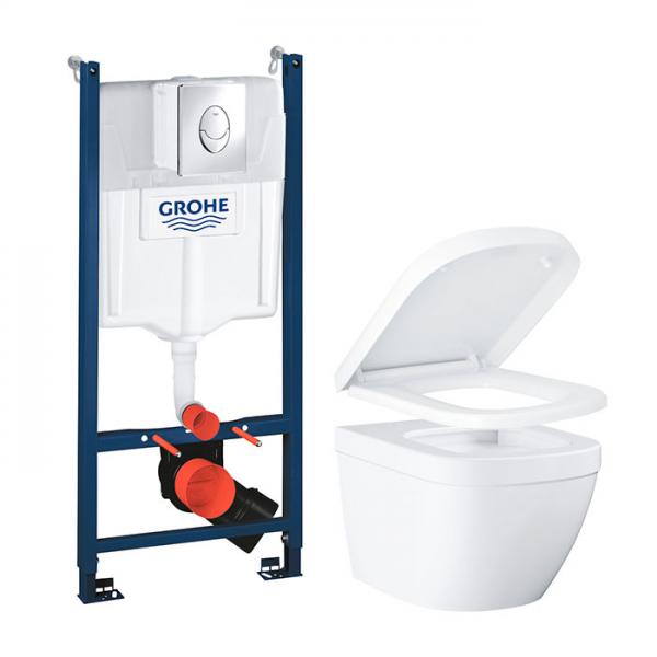 Grohe Euro kompakt Rimless toiletpakke inkl. sæde m/soft-close, cisterne og krom betjening Grohe Euro kompakt Rimless toiletpakke inkl. sæde m/soft-close, cisterne og krom betjening