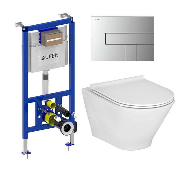 Laufen Roca Gap round RIMless toiletpakke inkl. sæde m/softclose, cisterne og krom AW100 betjening