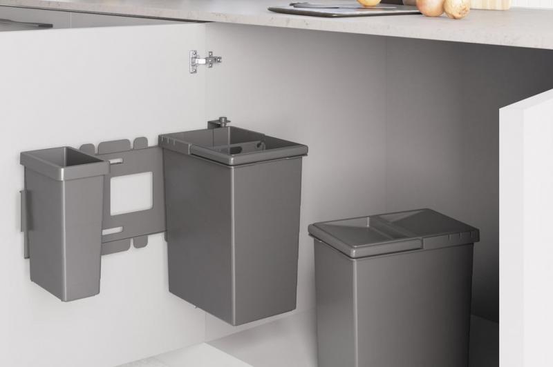 Affaldssorteringssystem m/3 spande - Svingbart Affaldssorteringssystem m/3 spande - Svingbart