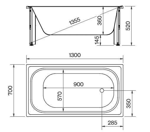 Svedbergs emaljebadekar t/hjørne - 130 x 70 Svedbergs emaljebadekar t/hjørne - 130 x 70