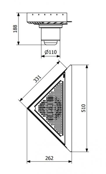 PURUS Corner gulvafløb, sampak Ø110 mm lodret med vandlås PURUS Corner gulvafløb, sampak Ø110 mm lodret med vandlås