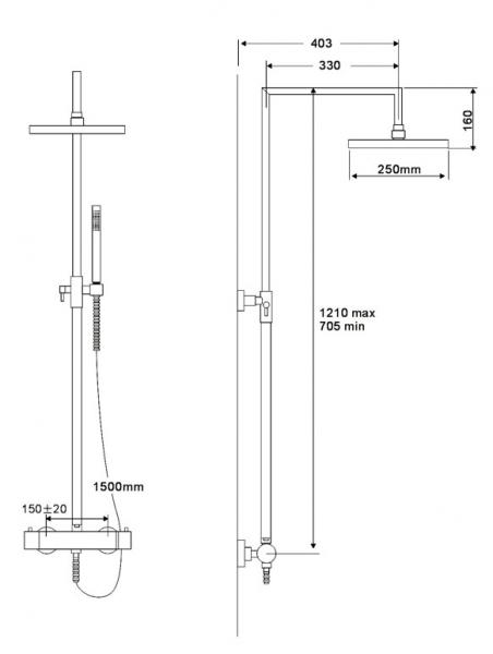 Cassøe komplet brusesystem Ø250 - Poleret messing Cassøe komplet brusesystem Ø250 - Poleret messing
