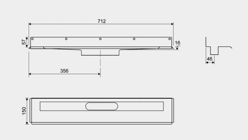 Unidrain 1004 afløbsarmatur - Mod bagvæg - 600 mm Unidrain 1004 afløbsarmatur - Mod bagvæg - 600 mm