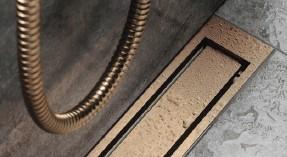 Unidrain afløb 700 mm/10 mm ramme - Børstet kobber Unidrain afløb 700 mm/10 mm ramme - Børstet kobber