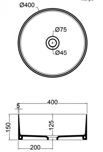 Lavabo Mate Slim Ø40 fritstående bowlevask - Uden overløb - Mat grå Lavabo Mate Slim Ø40 fritstående bowlevask - Uden overløb - Mat grå