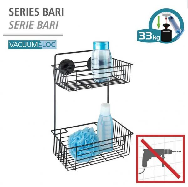 Wenko Bari brusehylde - Mat sort - Skruefri Wenko Bari brusehylde - Mat sort - Skruefri