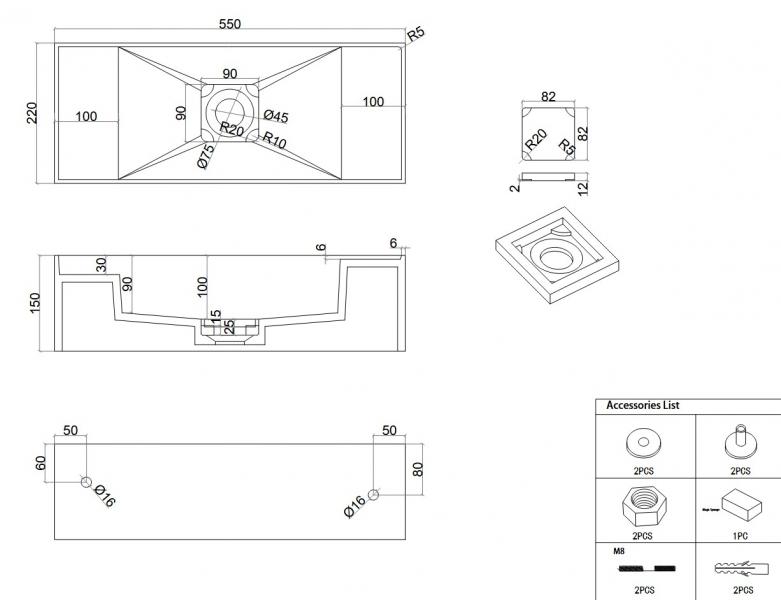 Ideavit Solidbliss 55 håndvask t/væg - Uden overløb - Uden hanehul
