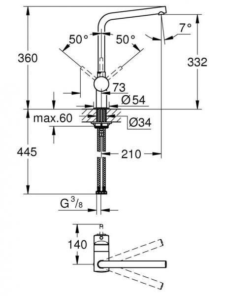 Grohe Minta køkkenarmatur m/L-tud - Mat sort